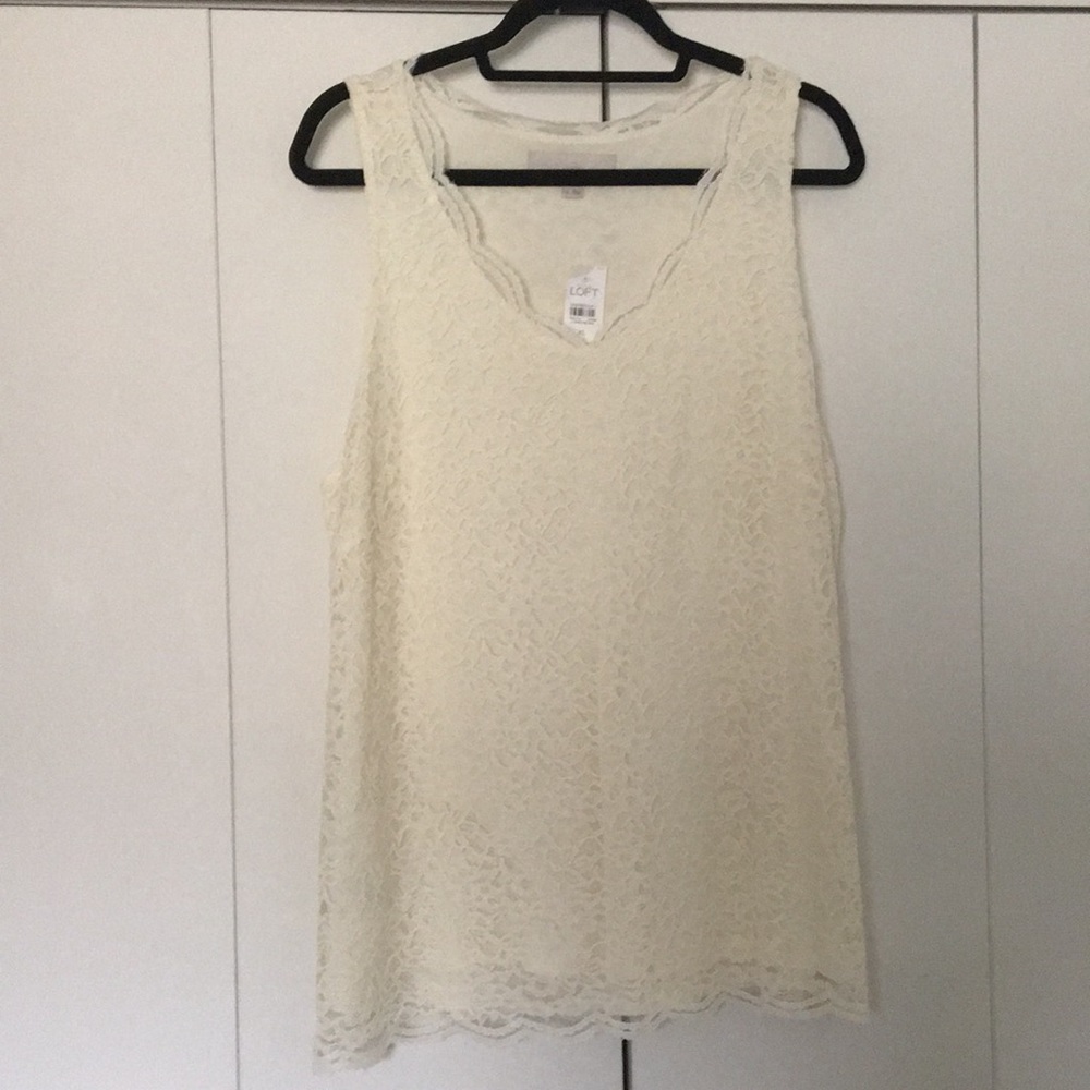 NWT LOFT ivory/cream lace v-neck top
